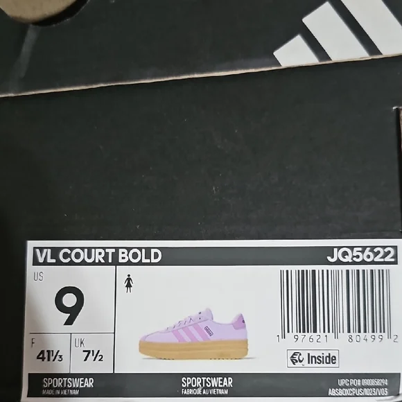 Adidas VL Court Bold Women's Platform Sneakers Powder Plum/Purple/Plum - Picture 8 of 8